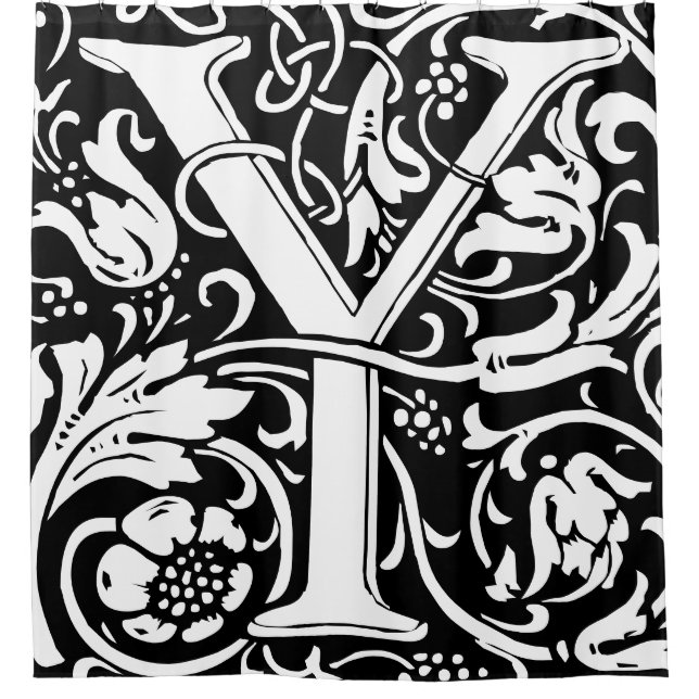 Floral Alphabet Mit Monogramm Letter Y Duschvorhang (Vorderseite)