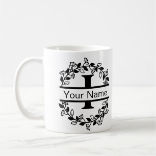Floral Alphabet mit Name Custom Monogram Kaffeetasse