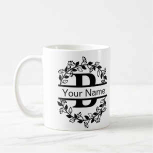 Floral Alphabet mit Name Custom Monogram Kaffeetasse