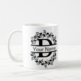 Floral Alphabet mit Name Custom Monogram Kaffeetasse