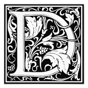 Floral Alphabet Monogram Letter D Foto drucken