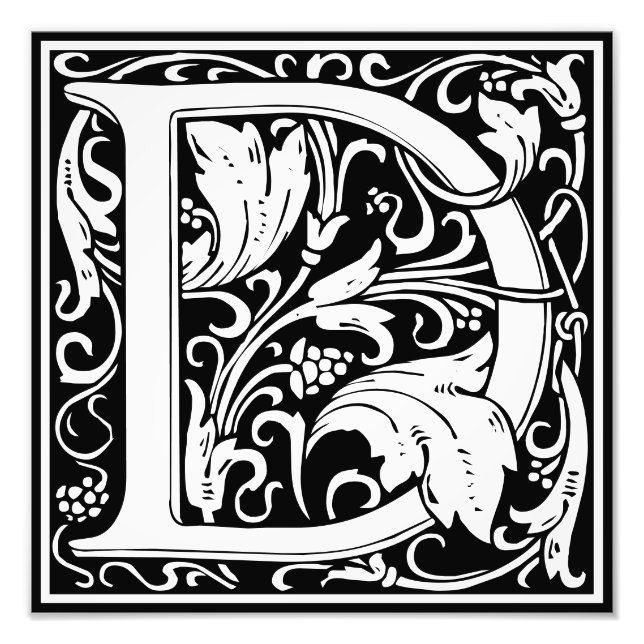 Floral Alphabet Monogram Letter D Foto drucken (Vorne)