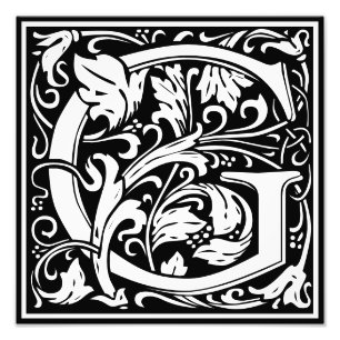 Floral Alphabet Monogram Letter G Foto Print