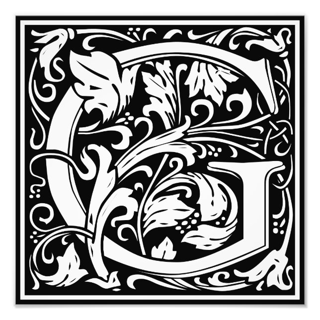 Floral Alphabet Monogram Letter G Foto Print (Vorne)