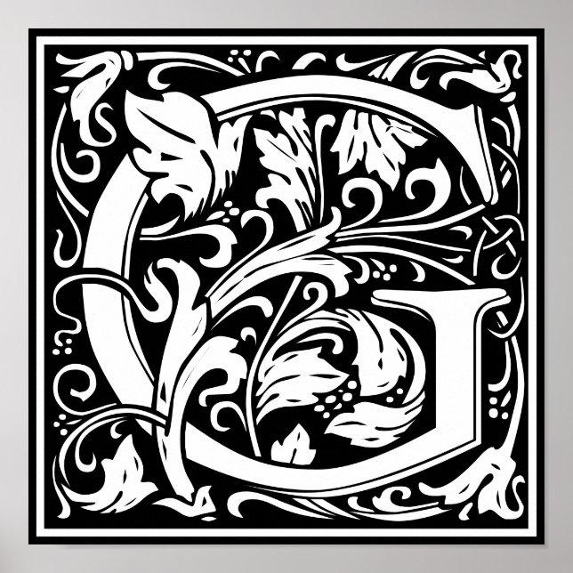 Floral Alphabet Monogram Letter G Poster (Vorne)