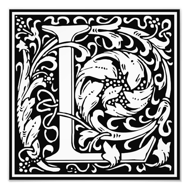 Floral Alphabet Monogram Letter L Foto Print (Vorne)
