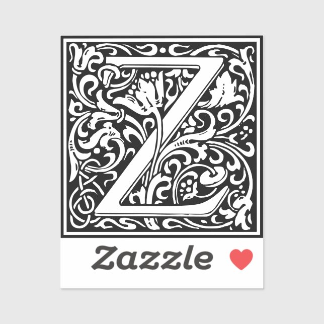 Floral Alphabet Monogram Letter M Aufkleber (Blatt)