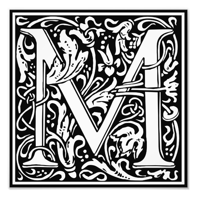 Floral Alphabet Monogram Letter M Foto drucken (Vorne)
