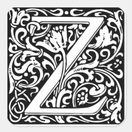 Floral Alphabet Monogram Letter M Quadratischer Aufkleber