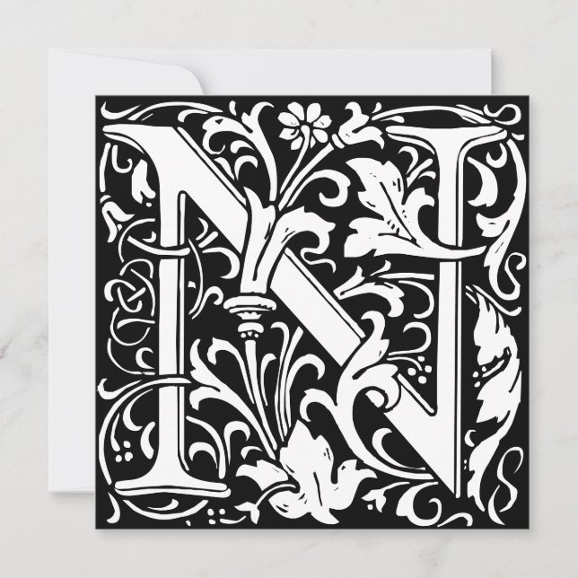 Floral Alphabet Monogram Letter N Morris (Vorderseite)