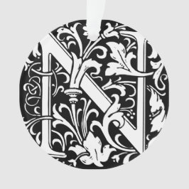 Floral Alphabet Monogram Letter N Tile Morris Ornament