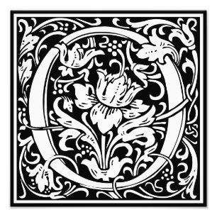 Floral Alphabet Monogram Letter O Foto Print