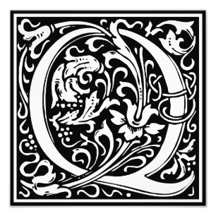 Floral Alphabet Monogram Letter Q Foto drucken
