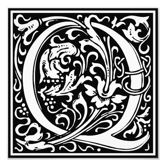 Floral Alphabet Monogram Letter Q Foto drucken (Vorne)