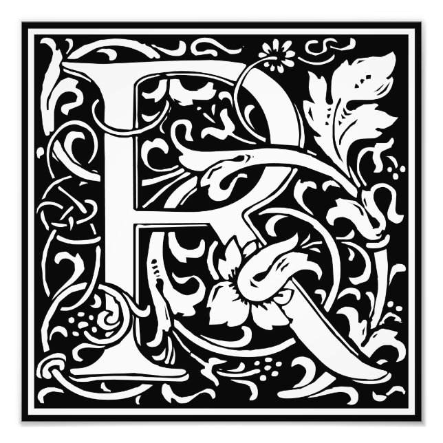 Floral Alphabet Monogram Letter R Foto Print (Vorne)