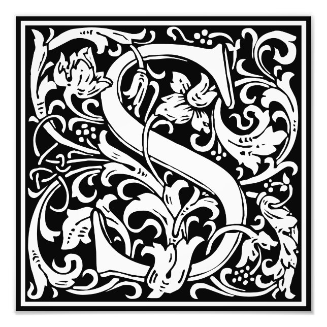 Floral Alphabet Monogram Letter S Foto drucken (Vorne)