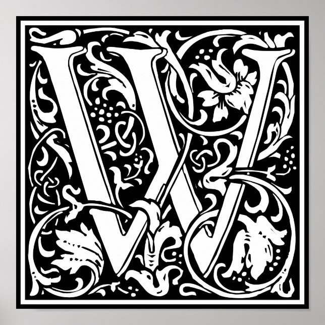 Floral Alphabet Monogram Letter W Foto Print Poster (Vorne)