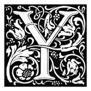 Floral Alphabet Monogram Letter Y Fotodruck