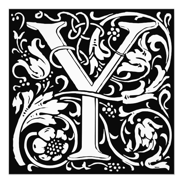 Floral Alphabet Monogram Letter Y Fotodruck (Vorne)