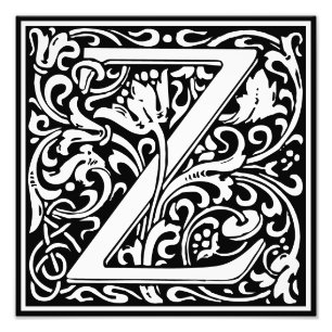 Floral Alphabet Monogram Letter Z Foto drucken