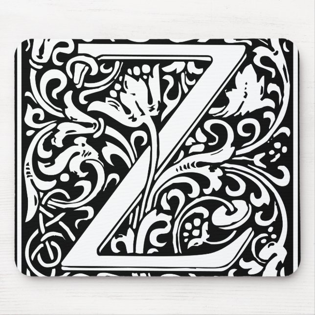 Floral Alphabet Monogram Letter Z Mousepad (Vorne)