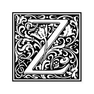 Floral Alphabet Monogram Letter Z Permastempel