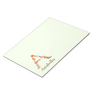 Floral Alphabet Monogramm-Brief " A" Notizblock