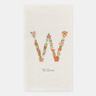 Floral Alphabet Monogramm Brief " W" Serviette