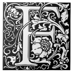 Floral Alphabet Monogramm Buchstabe F Fliese