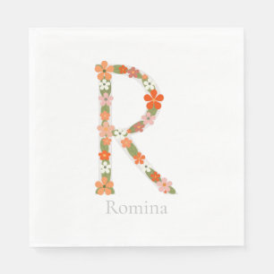 Floral Alphabet Monogramm Buchstabe " R" Serviette