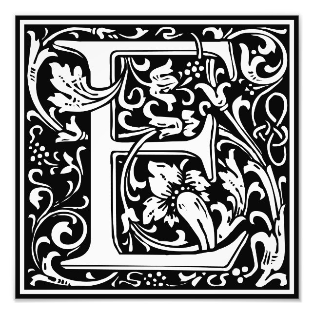 Floral Alphabet Monogramm Letter E Foto drucken (Vorne)
