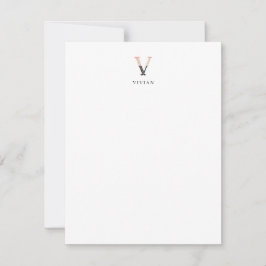 Floral Alphabet - V - Stationierungskarte Mitteilungskarte