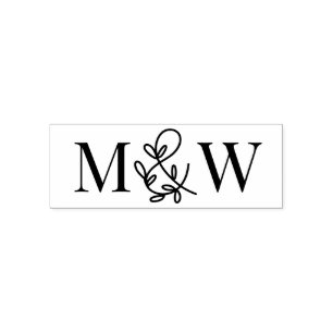 Floral Ampersand #1 Couple Wedding 2 Initial Monog Permastempel