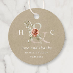 Floral Ampersand Elegant Hochzeit Vielen Dank Kraf Geschenkanhänger