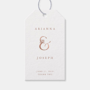Floral Ampersand Imitate Rose Goldhochzeit Geschenkanhänger