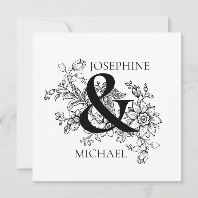 Floral Ampersand Photo Fiançailles Faire-part (Devant)