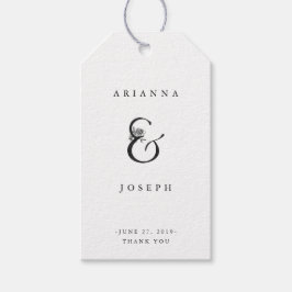 Floral Ampersand | Schwarz-Weiß-Hochzeit Geschenkanhänger