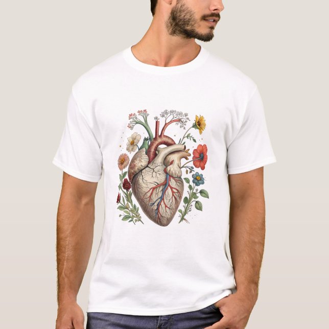 Floral Anatomical Heart Bouquet T-Shirt (Vorderseite)