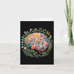 Floral Anatomisches Gehirn Psychische Gesundheit S Karte