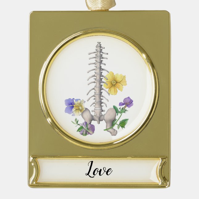 Floral Anatomy - Vertebrae, Hip Bone Banner-Ornament Gold (Vorderseite)