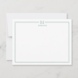 Floral and Green Monogram Note Card Mitteilungskarte