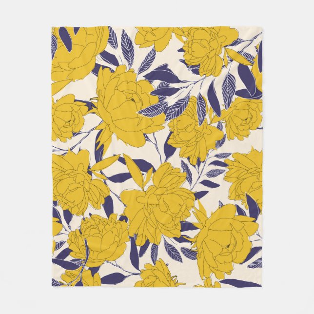 floral and leaf seamless pattern fleecedecke (Vorderseite)