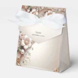 Floral and Pearl Embellishments Favor Box Geschenkschachtel