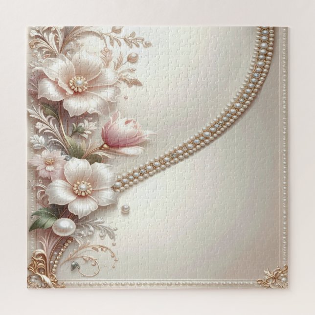 Floral and Pearl Embellishments Jigsaw Puzzle (Vertical)