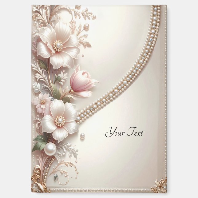 Floral and Pearl Embellishments Magnet (Vorderseite)
