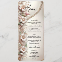 Floral and Pearl Embellishments Menu Menükarte