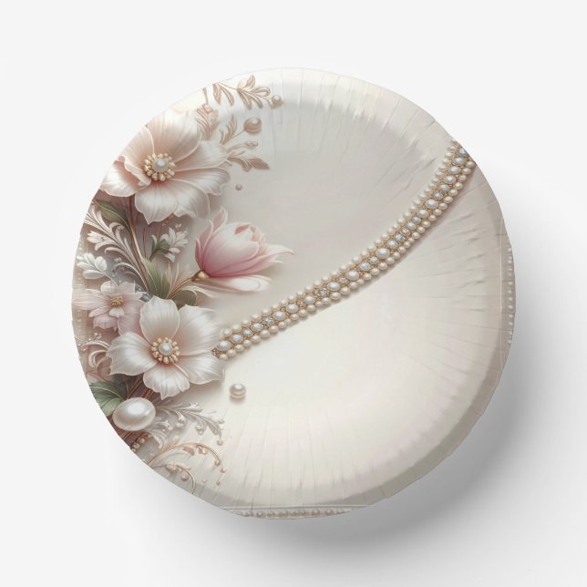 Floral and Pearl Embellishments Pappteller (Vorderseite)
