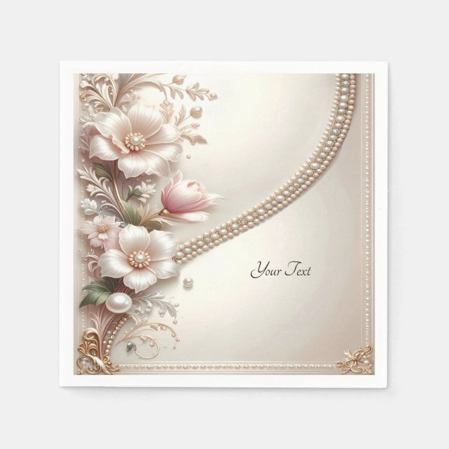 Floral and Pearl Embellishments Serviette (Vorderseite)