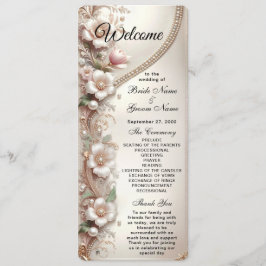 Floral and Pearl Embellishments Wedding Programm
