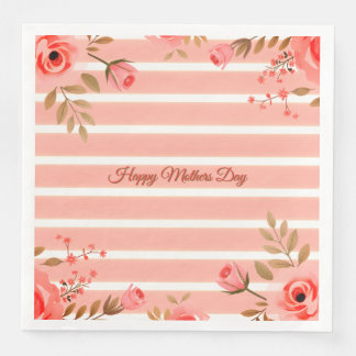 Floral And Stripe Mothers Day Fancy Serviette